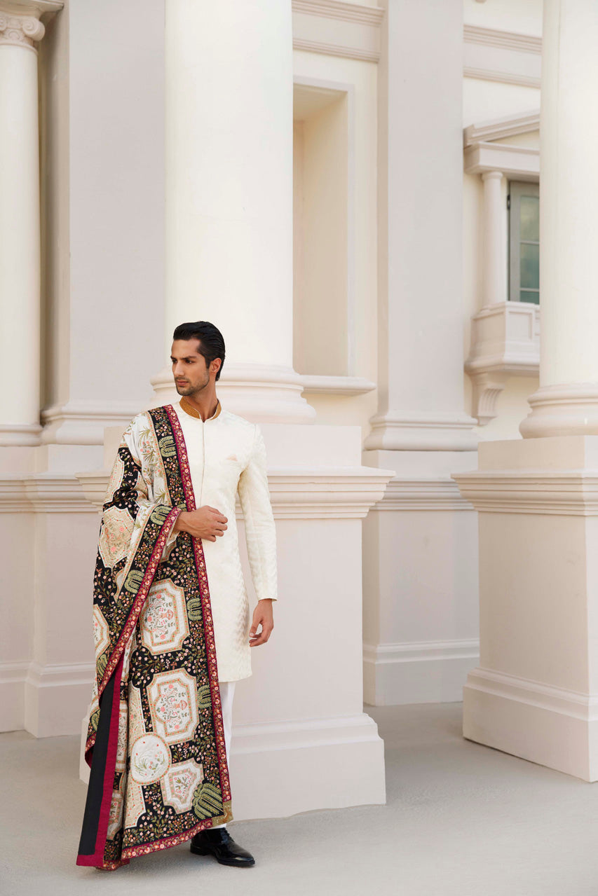 Embroidered Sherwani With Shawl 2