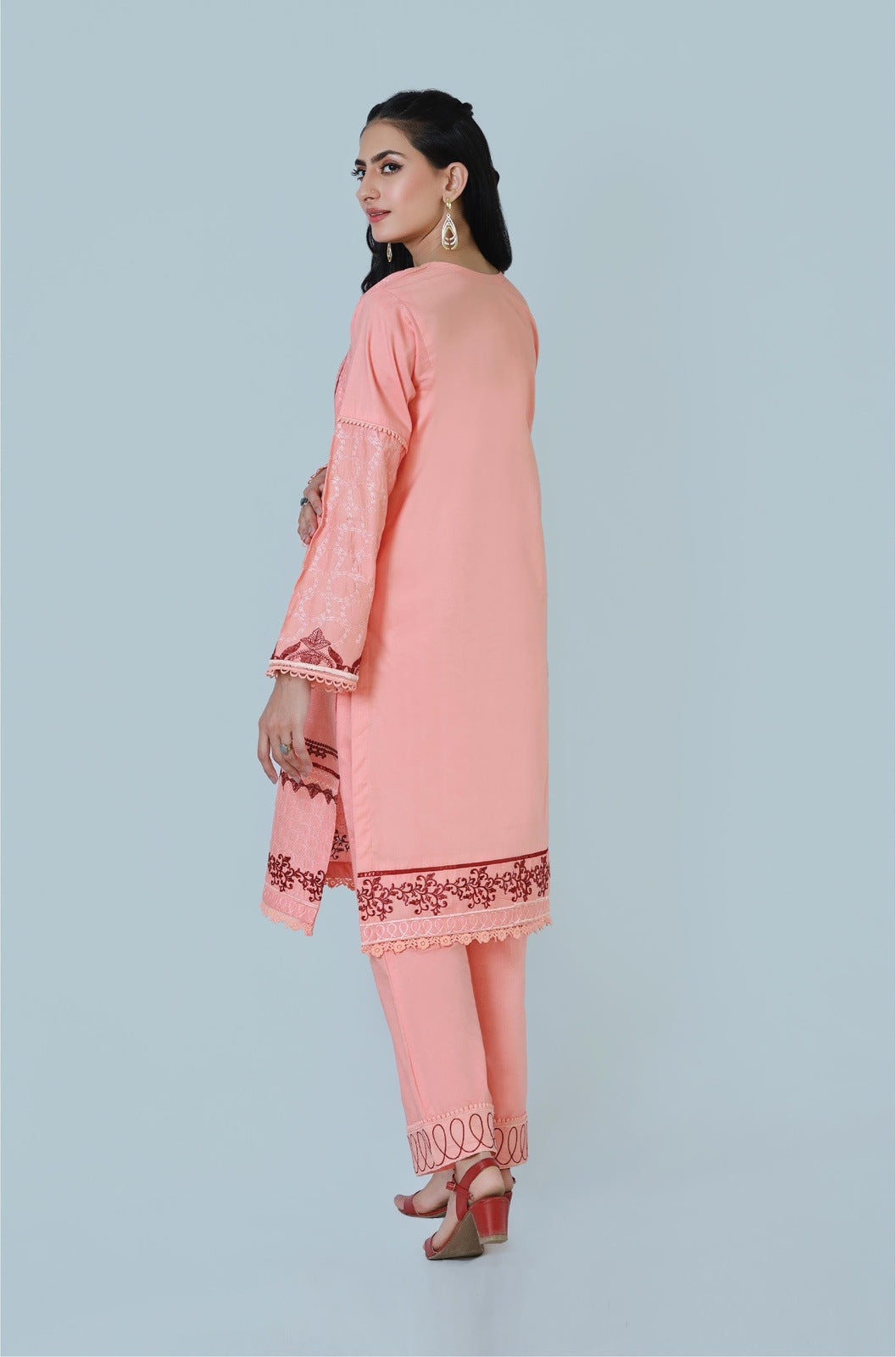 Bareeq Outfits - Candy Blossom 3-Piece Embroidered Suit