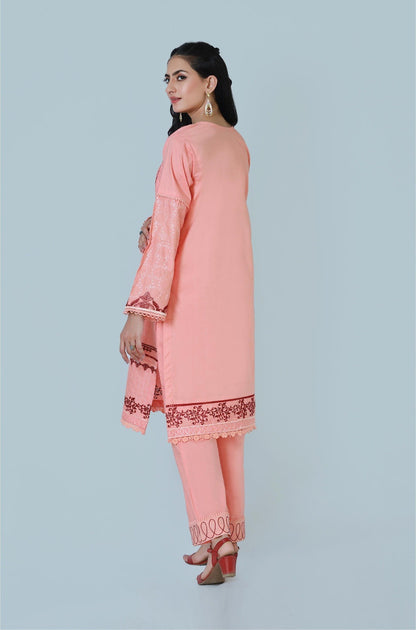 Bareeq Outfits - Candy Blossom 3-Piece Embroidered Suit