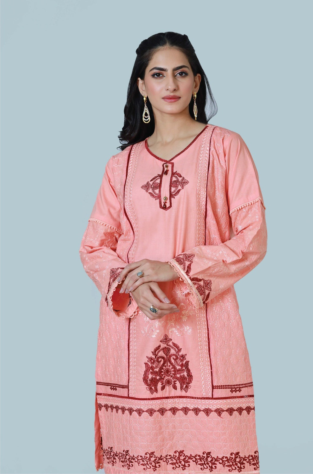 Bareeq Outfits - Candy Blossom 3-Piece Embroidered Suit