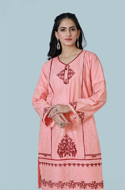 Bareeq Outfits - Candy Blossom 3-Piece Embroidered Suit