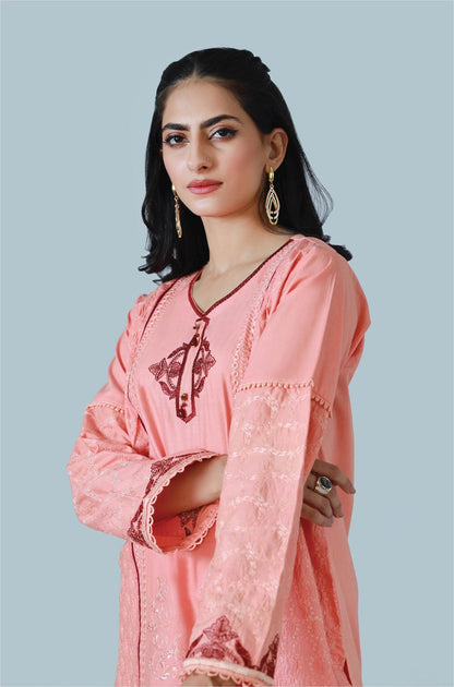 Bareeq Outfits - Candy Blossom 3-Piece Embroidered Suit