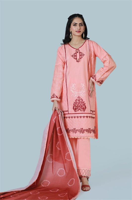Bareeq Outfits - Candy Blossom 3-Piece Embroidered Suit