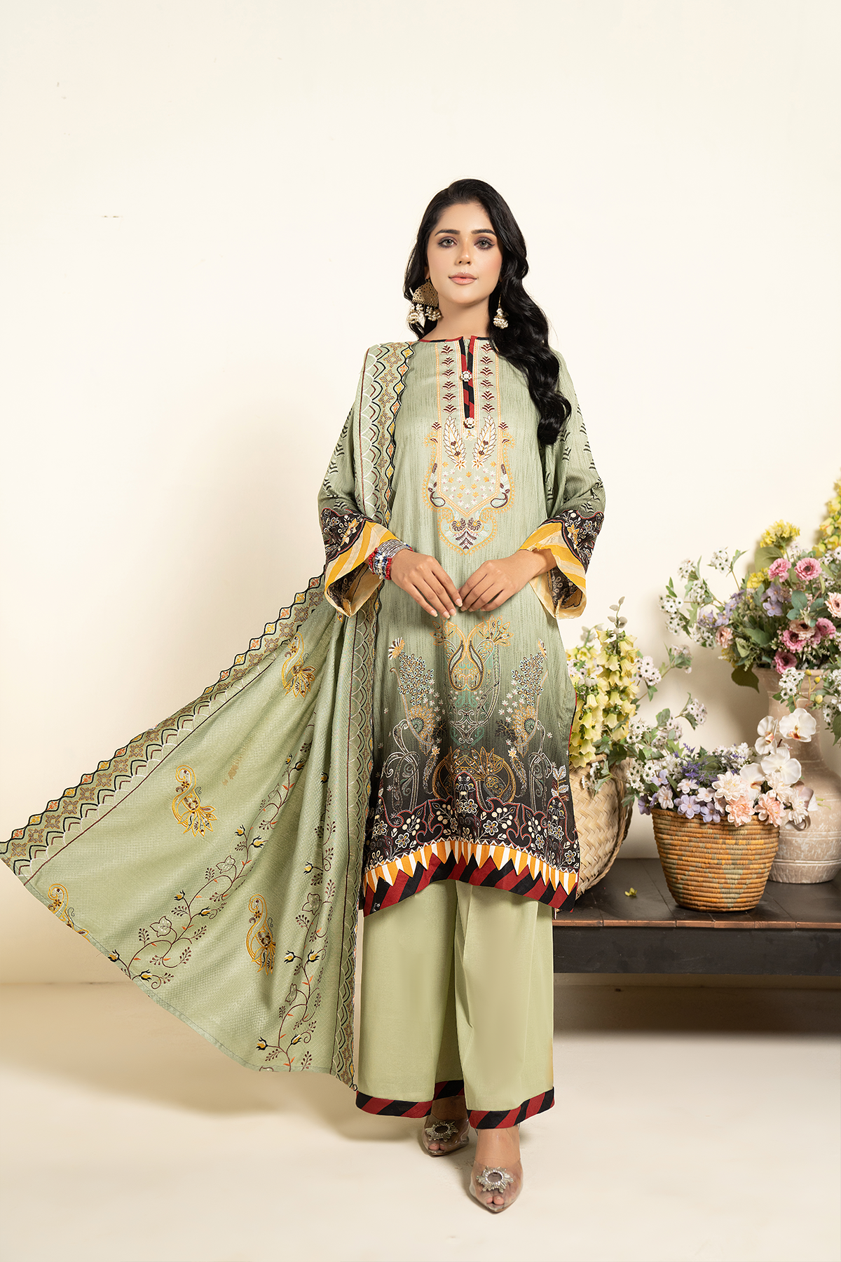 3PC Anarkali Digital Linen 77