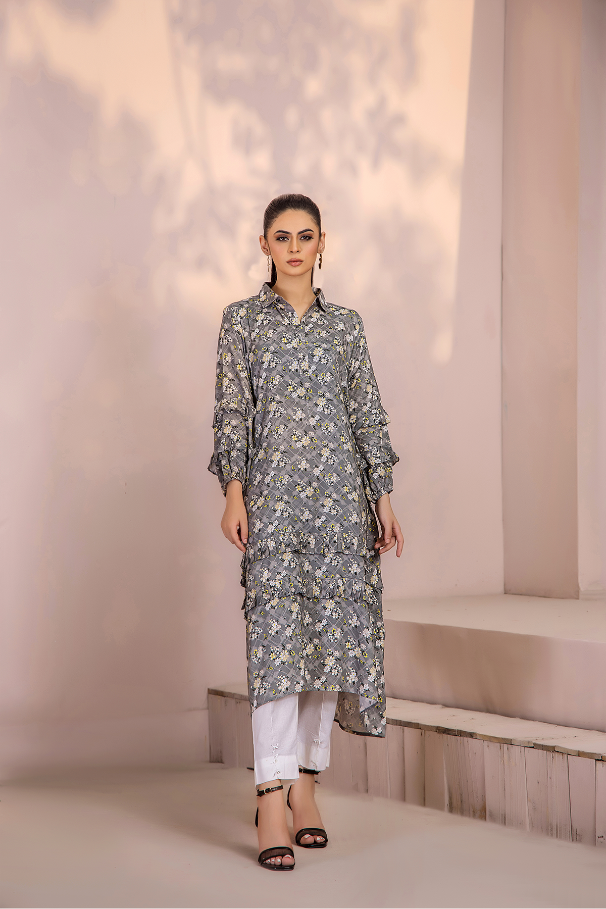 1PC Anarkali Digital Linen Kurti 77