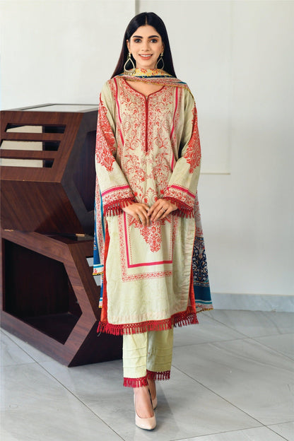Bareeq Outfits - Pastel Green Printed Lawn -3 PCS