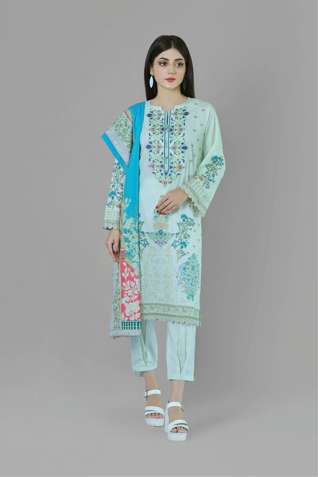 Bareeq Outfits - Pearl Vintage 3 Piece Printed Suit