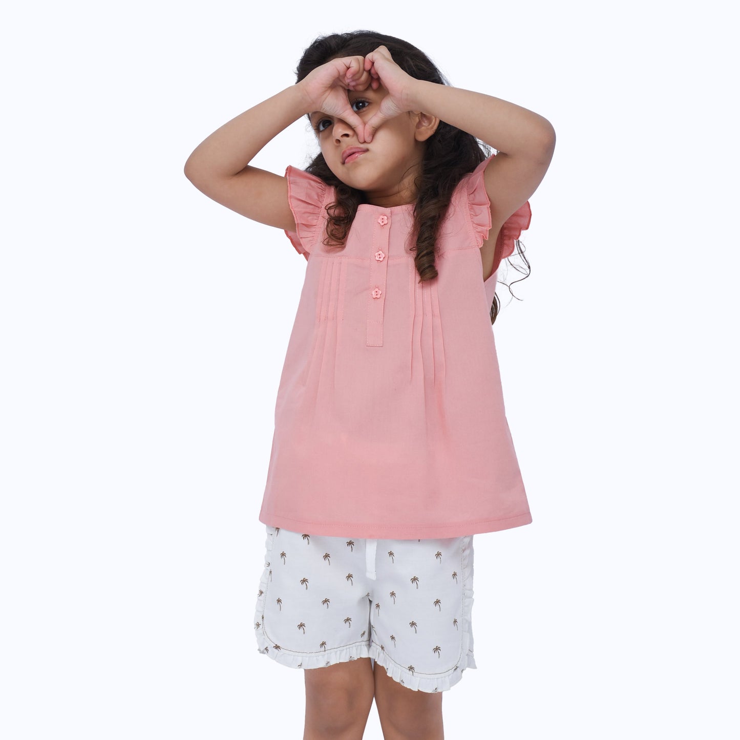 Cuddle & Cradle - Girls Woven Top and Woven Frill Shorts (Palm)