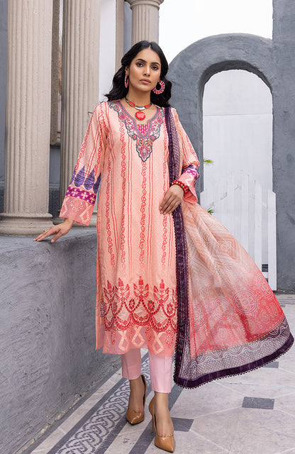 Alzohaib - 3 Piece Unstitched Embroidered Lawn-CFEL-23-08