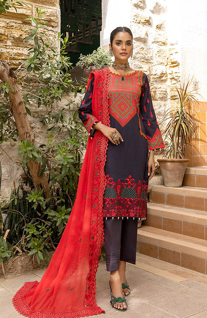 Alzohaib - 3 Piece Unstitched Embroidered Lawn-RFE-23-08