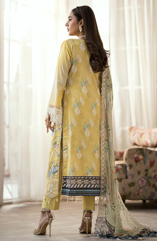 Alzohaib - 3 PIECE EMBROIDERED SUNSHINE CUTWORK-SBE-23-08