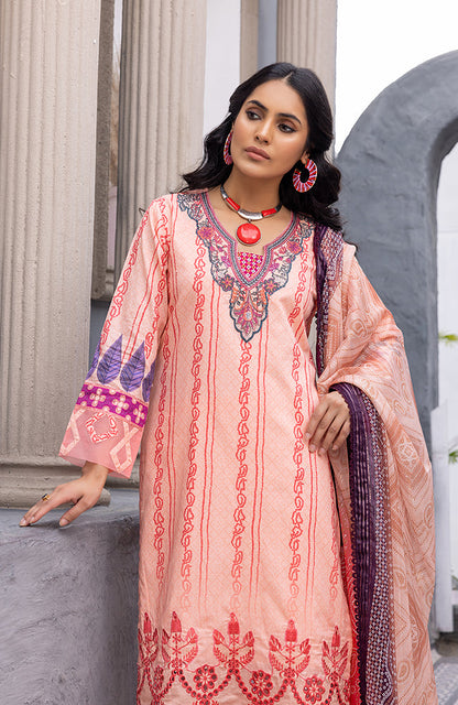 Alzohaib - 3 Piece Unstitched Embroidered Lawn-CFEL-23-08