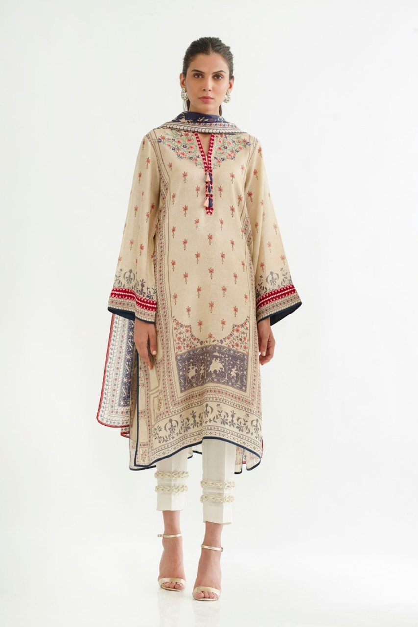 Printed Cotton Net Shirt And trousers with Dupatta 6