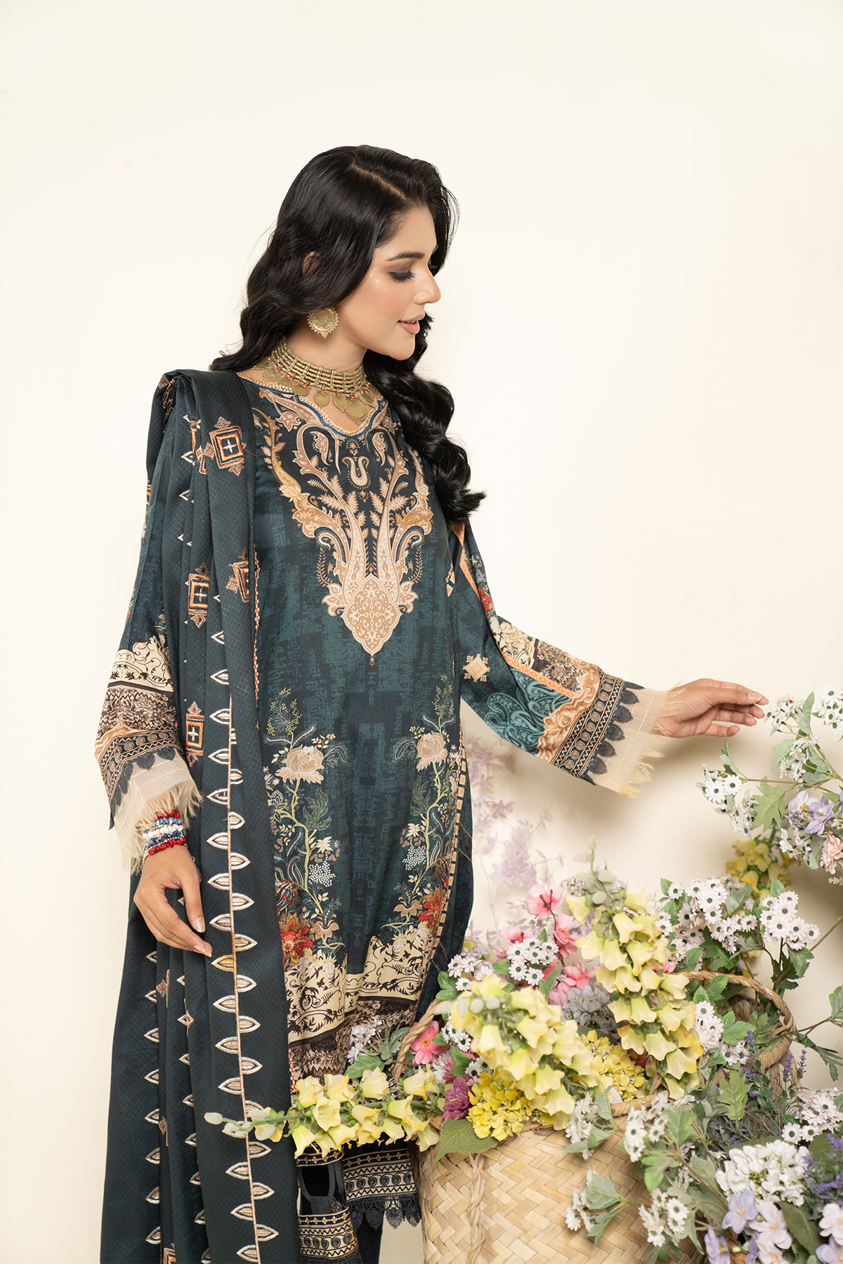 3PC Anarkali Digital Linen 80