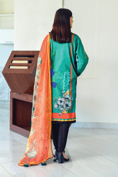 Bareeq Outfits - Dark-Green Printed with Masoori Dupatta – 2 PCS