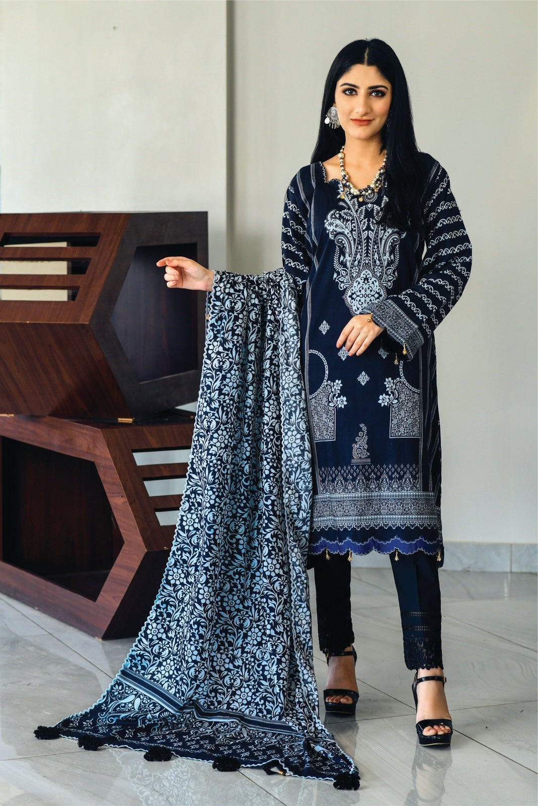 Bareeq Outfits - Black Printed Lawn – 2 PCS