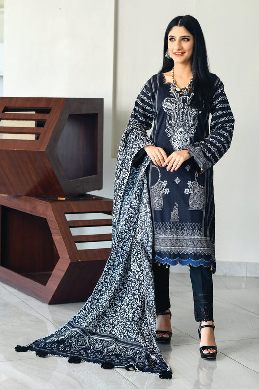 Bareeq Outfits - Black Printed Lawn – 2 PCS