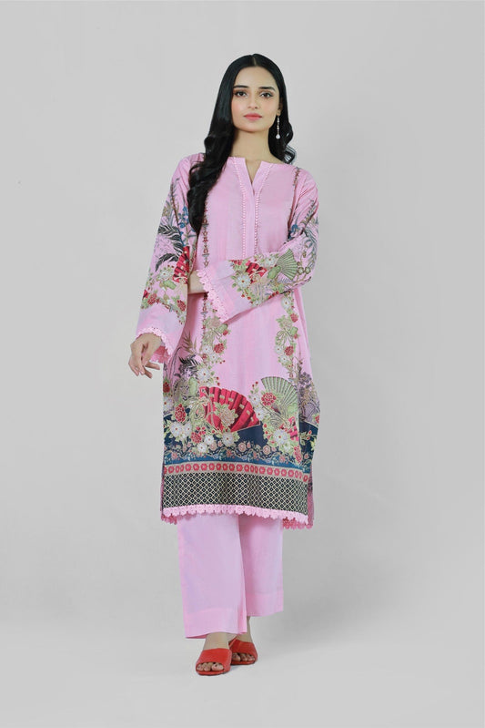 Bareeq Outfits - Boho Pink 3 Piece Printed Suit