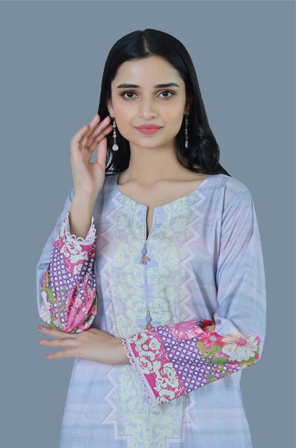 Bareeq Outfits - Pastel Maze Printed Lawn Shirt