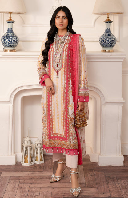 Alzohaib - 3-PIECE UNSTITCHED BAMBER CHIKANKARI DUPATTA -SBCD-23-09