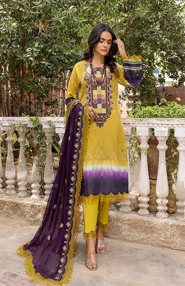 Alzohaib - 3 Piece Unstitched Embroidered Lawn-RFE-23-09