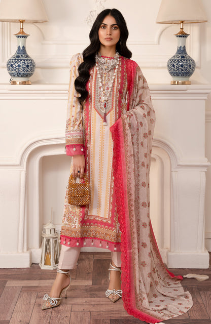 Alzohaib - 3-PIECE UNSTITCHED BAMBER CHIKANKARI DUPATTA -SBCD-23-09