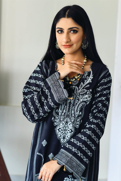 Bareeq Outfits - Black Printed Lawn – 2 PCS