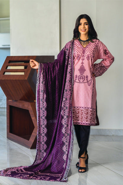 Bareeq Outfits - Textured Pink Printed Lawn 2-PCS