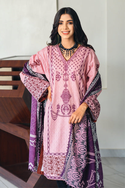 Bareeq Outfits - Textured Pink Printed Lawn 2-PCS
