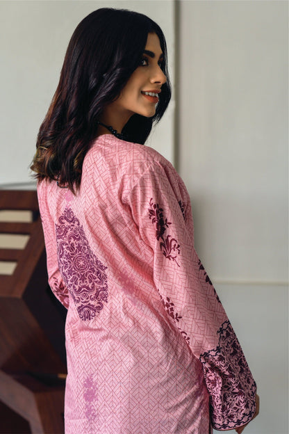 Bareeq Outfits - Textured Pink Printed Lawn 2-PCS