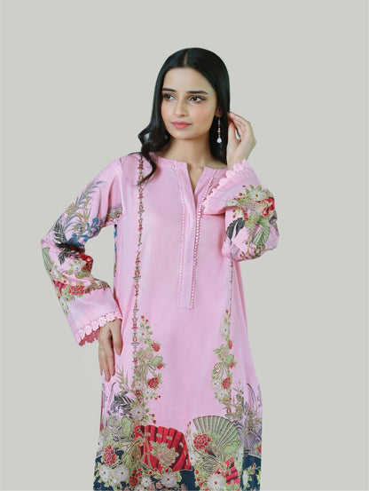 Bareeq Outfits - Boho Pink 3 Piece Printed Suit