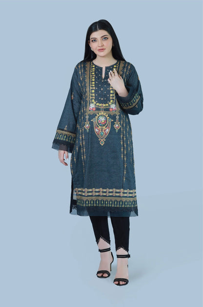 Bareeq Outfits - Charcoal Glint Printed Lawn Shirt
