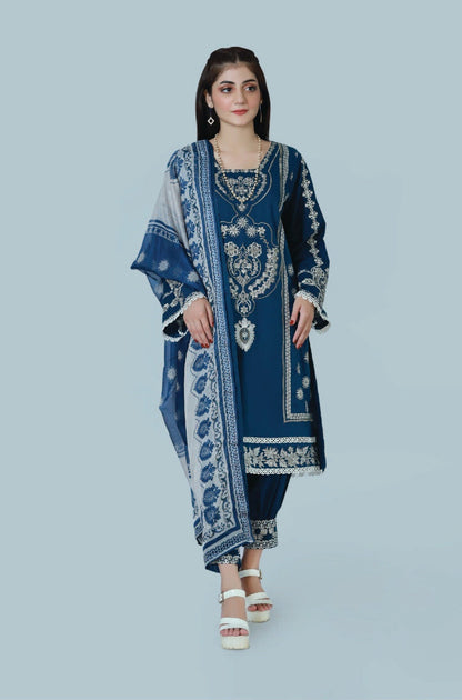 Bareeq Outfits - Tribal Ink 3-Piece Embroidered Stitched Suit