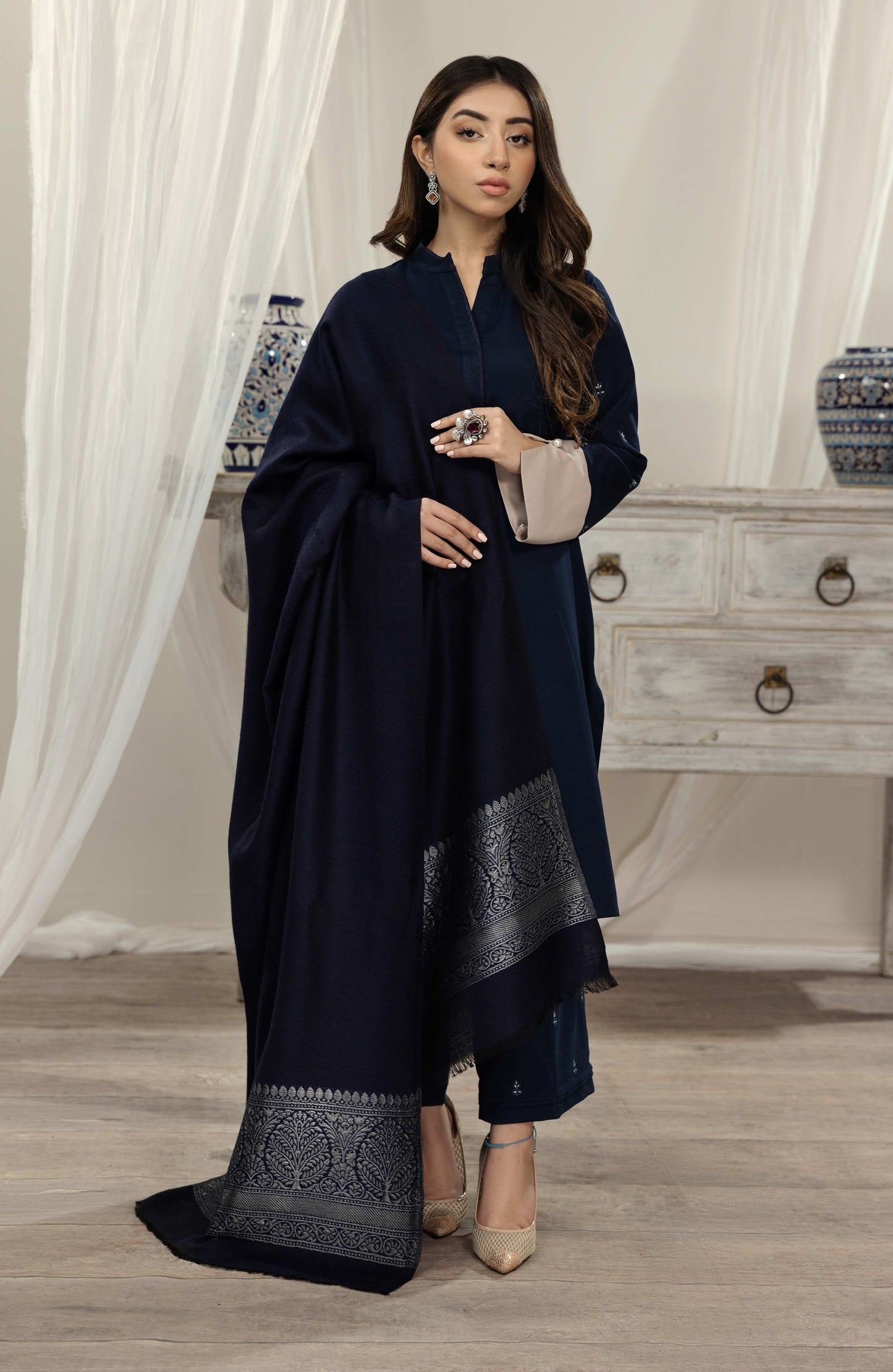 Seran - Navy Blue - Shawl