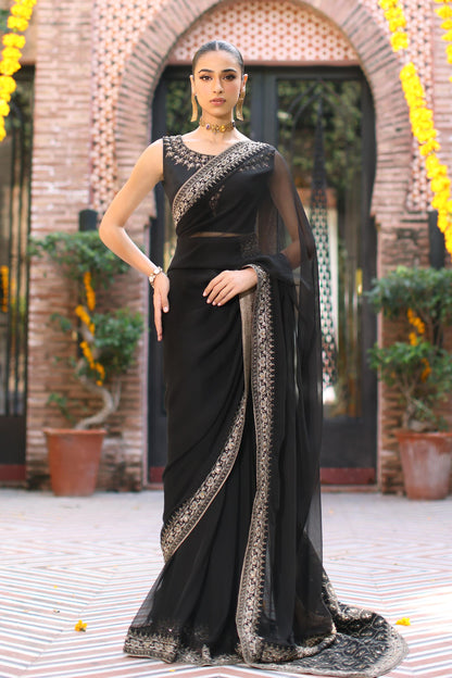 Chinyere - DUSTED BLACK SARI (AA5008)