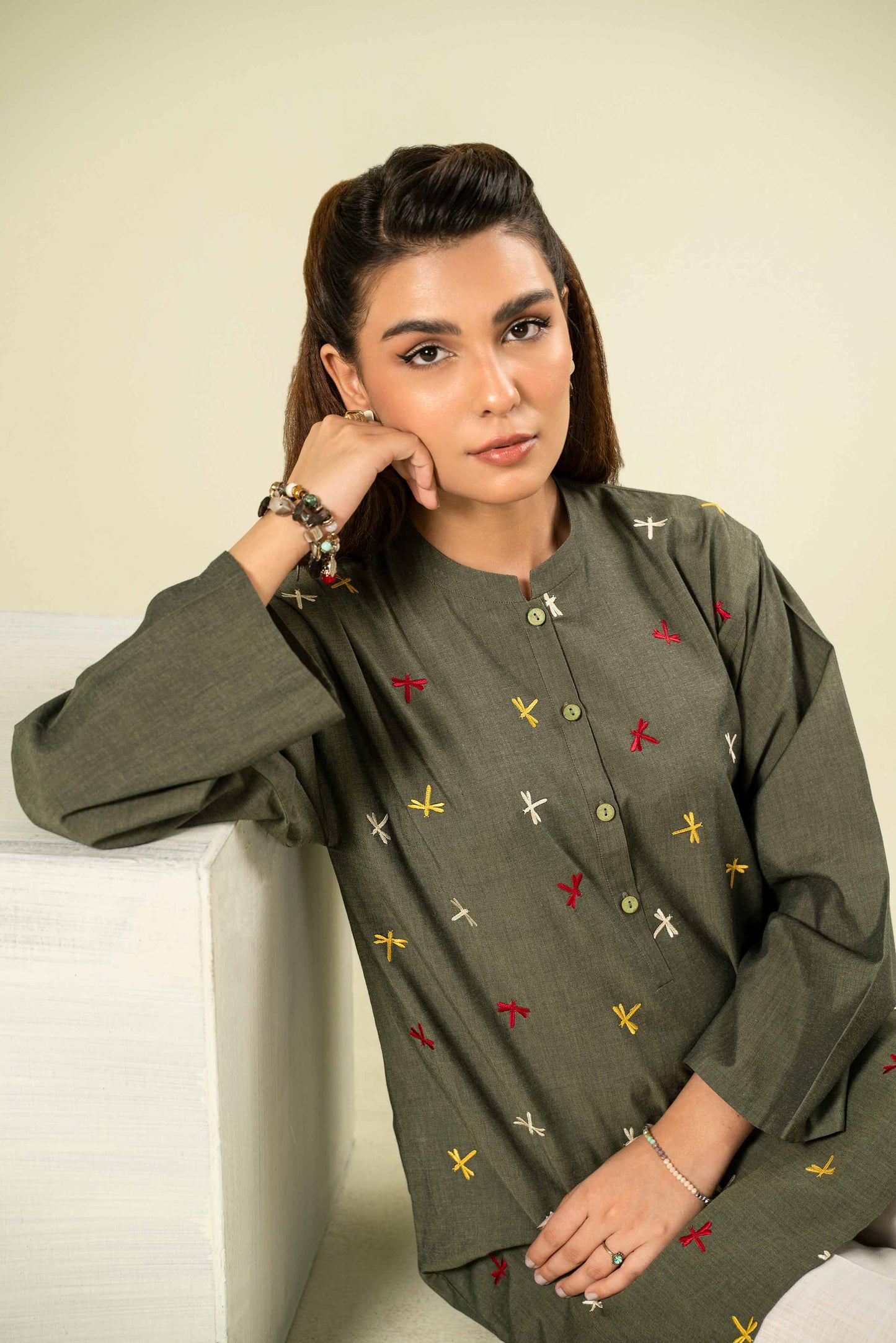 Nishat Linen - Embroidered Shirt - AW23-08