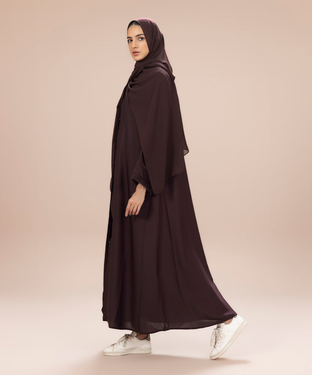 Sapphire - Button Through Abaya With Lace Detail