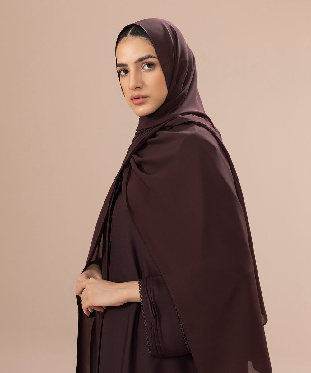 Sapphire - Button Through Abaya With Lace Detail