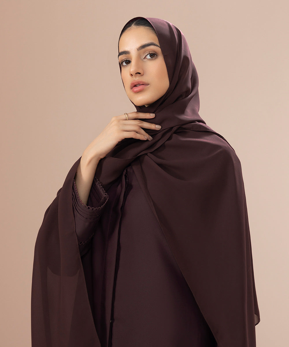 Sapphire - Button Through Abaya With Lace Detail