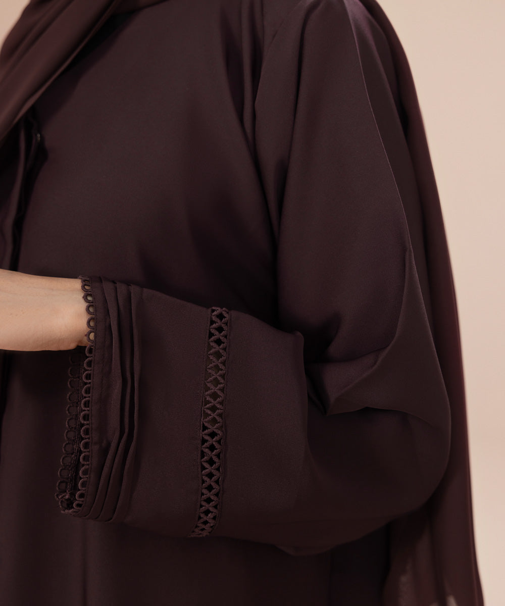 Sapphire - Button Through Abaya With Lace Detail