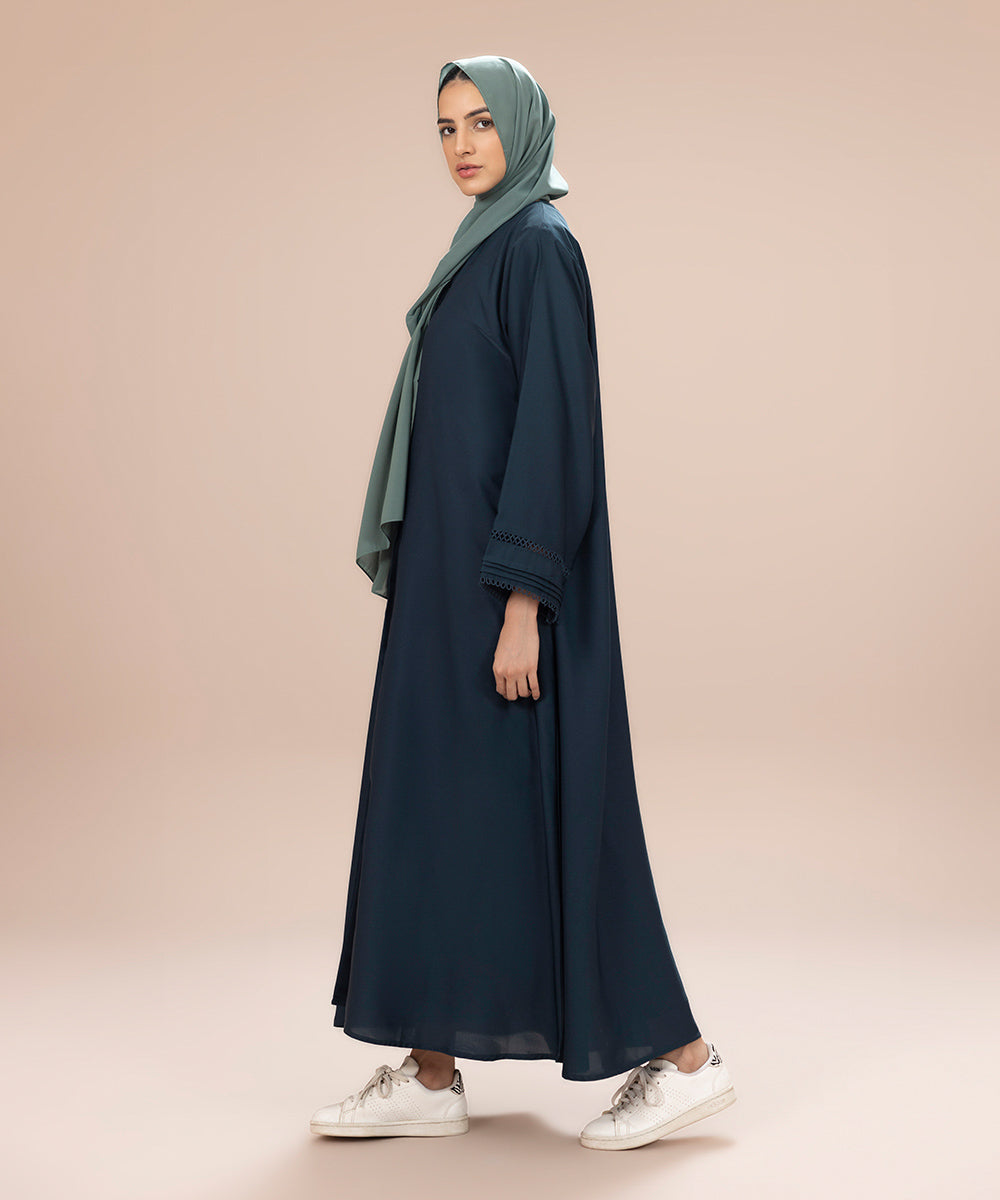 Sapphire - Button Through Abaya With Lace Detail