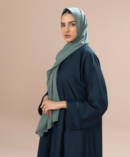 Sapphire - Button Through Abaya With Lace Detail