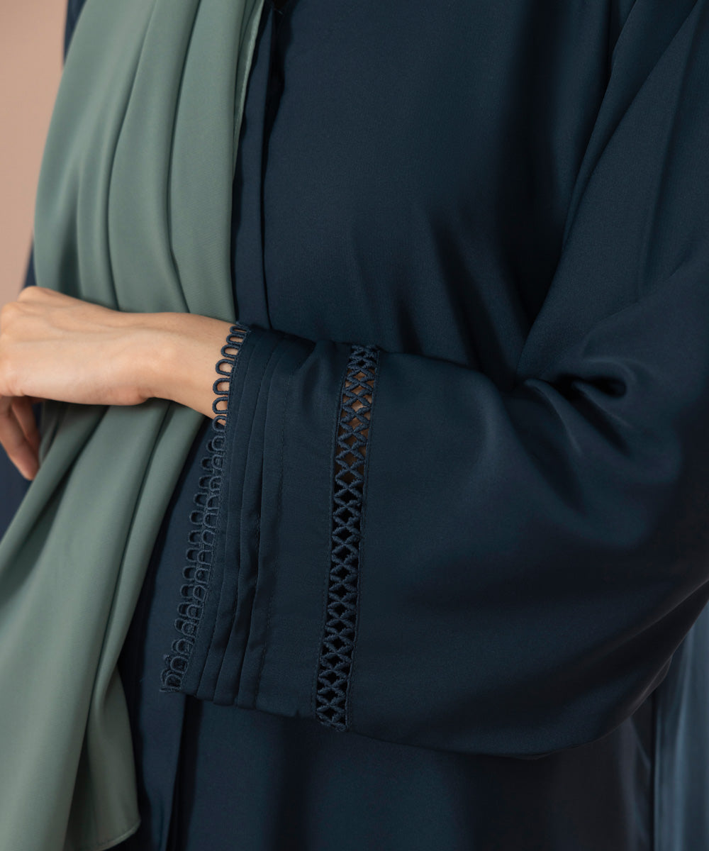 Sapphire - Button Through Abaya With Lace Detail