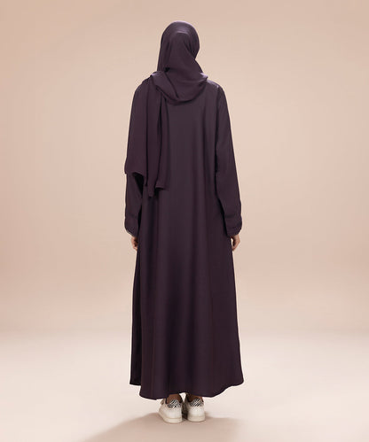 Sapphire - Button Through Abaya With Lace Detail