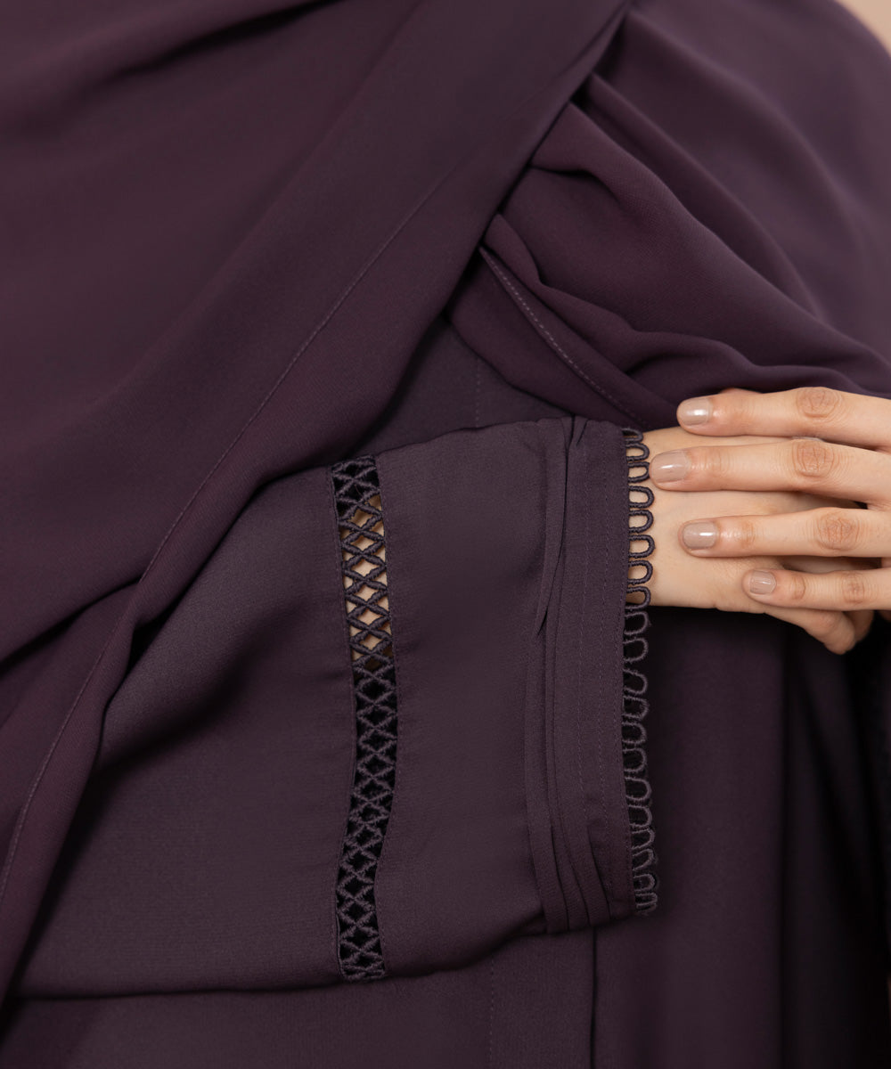 Sapphire - Button Through Abaya With Lace Detail