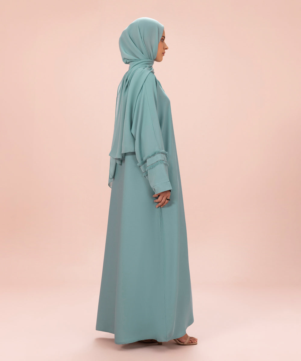 Sapphire - Button Through Abaya with Diamanté Detail