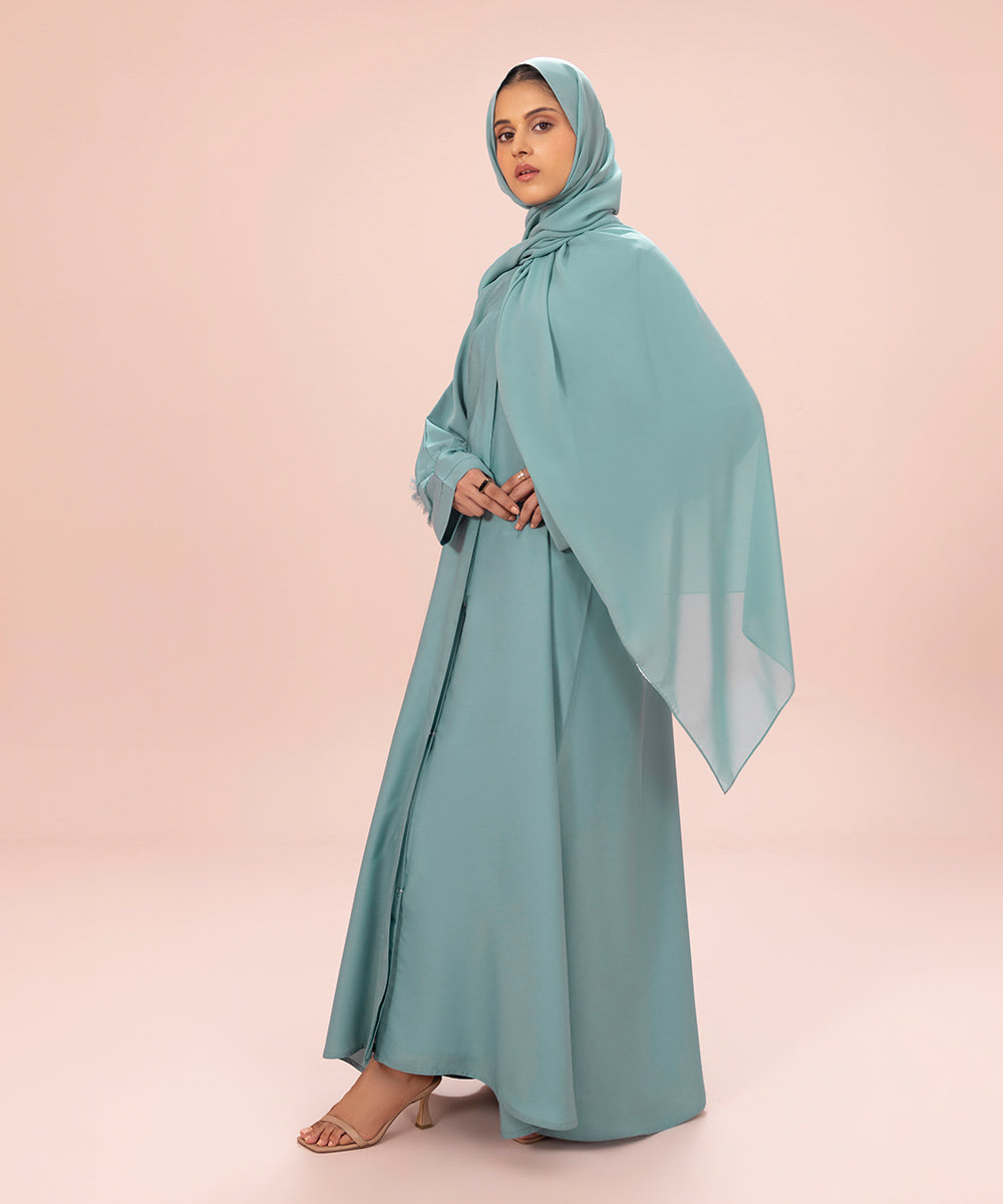 Sapphire - Button Through Abaya with Diamanté Detail