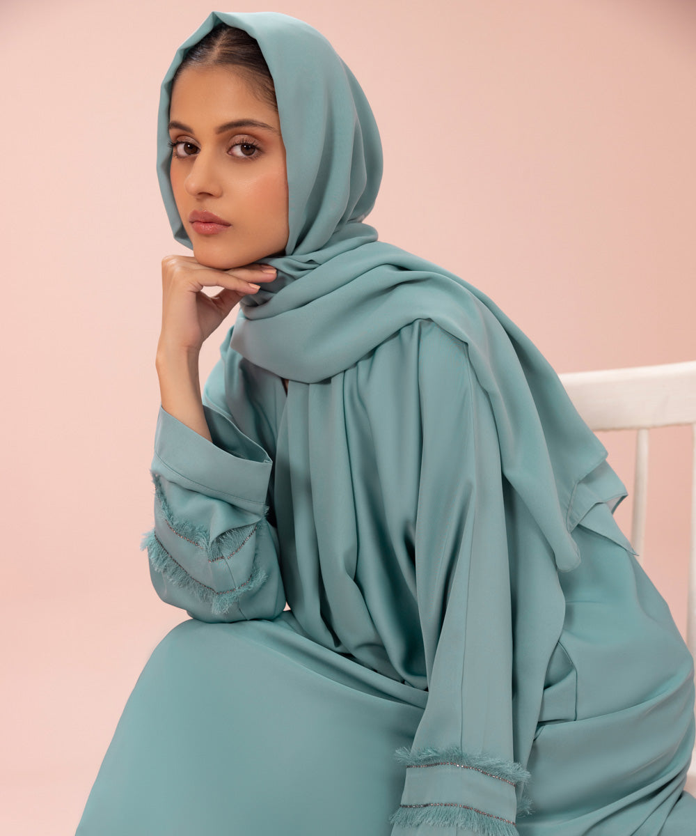 Sapphire - Button Through Abaya with Diamanté Detail