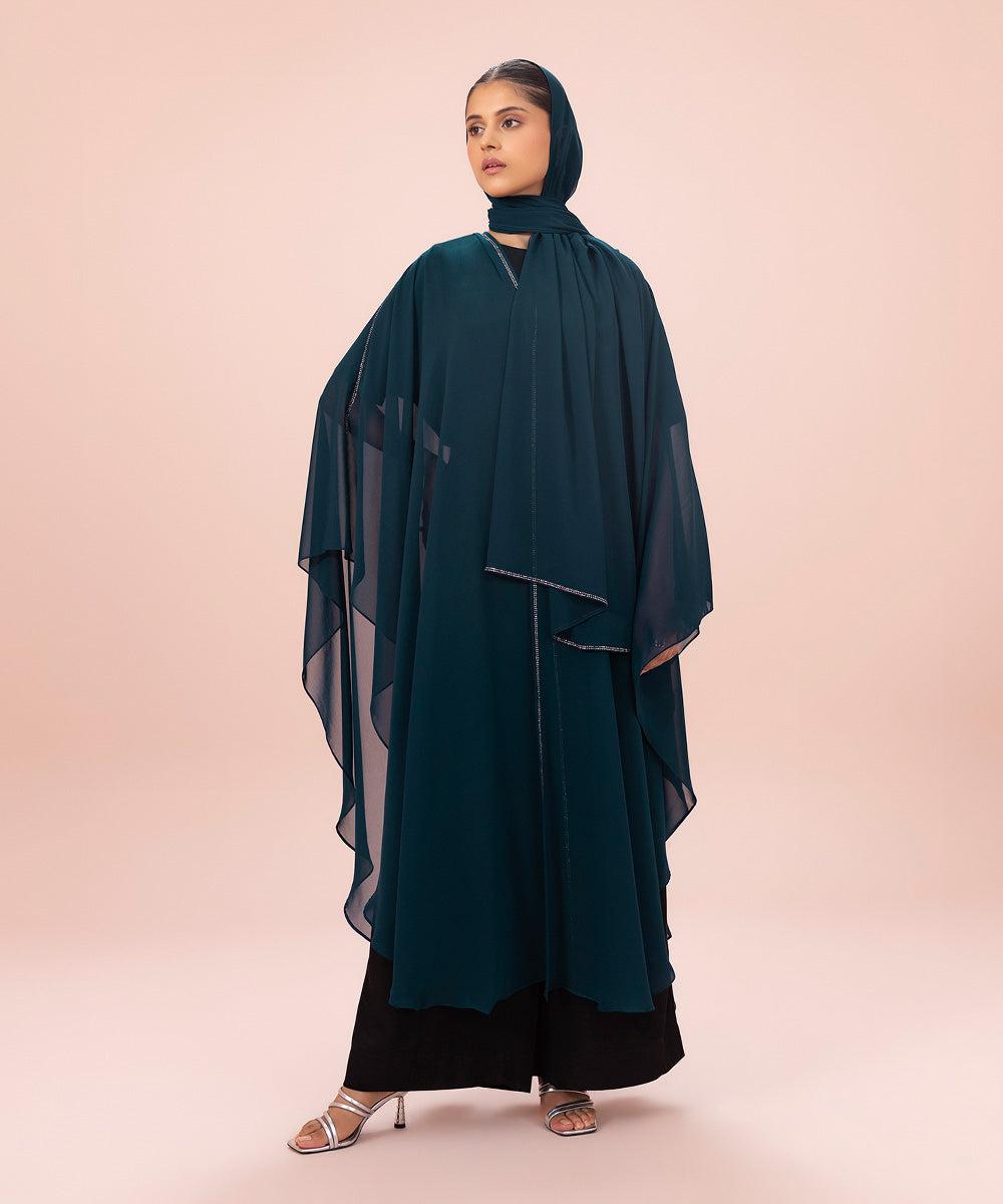 Sapphire - Poncho Abaya Set with Diamanté Detail