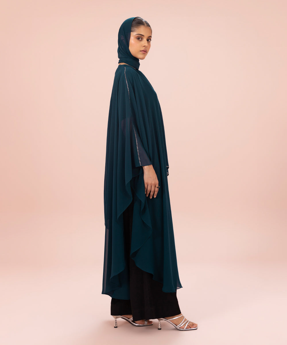 Sapphire - Poncho Abaya Set with Diamanté Detail